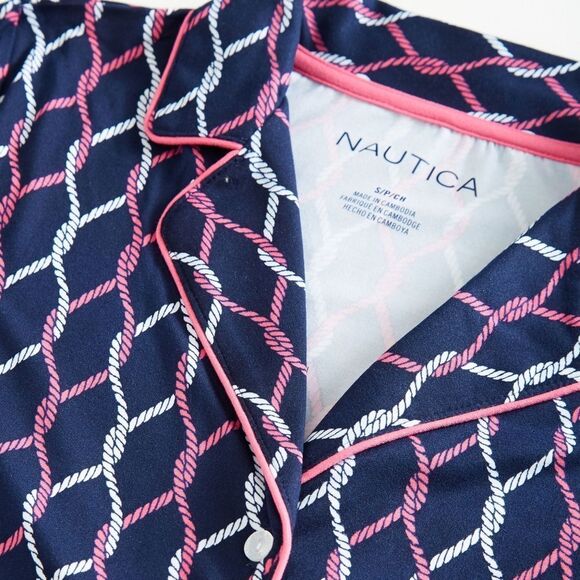 New! NAUTICA Women's Pajamas PJ 2-Piece Sleep Set Top Boxers Shorts Soft Knit - Picture 8 of 9